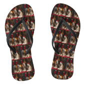 Afghan Hound bij de open haard Kerstmis Teenslippers (Voetbed)