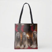 Afghan Hound bij de open haard Kerstmis Tote Bag (Voorkant)