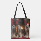 Afghan Hound bij de open haard Kerstmis Tote Bag (Achterkant)