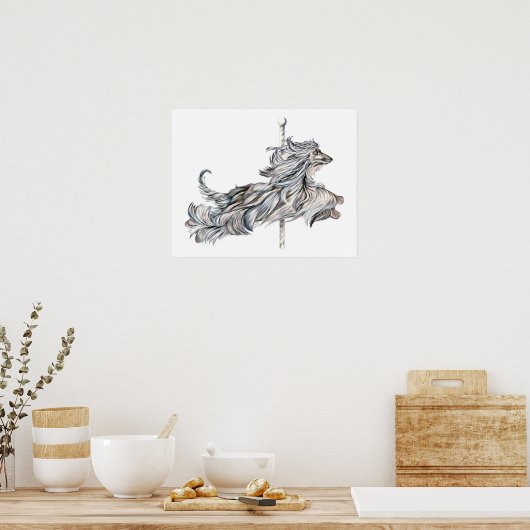 Afghan Hound Carousel Jump Poster (Keuken)