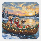 Afghan Hound Christmas Boat Holiday Vierkante Sticker (Voorkant)