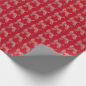 Afghan Hound Christmas Dog Silhouet Rood Cadeaupapier (Hoek)