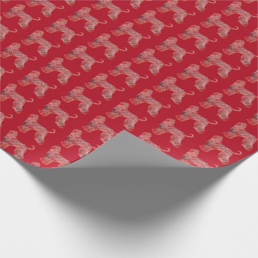 Afghan Hound Christmas Dog Silhouet Rood Cadeaupapier (Hoek)