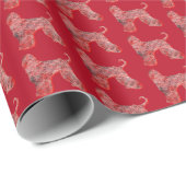 Afghan Hound Christmas Dog Silhouet Rood Cadeaupapier (Rol Hoek)