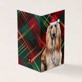 Afghan Hound Christmas Dog with Holiday Plaid Kaart (Buitenkant)