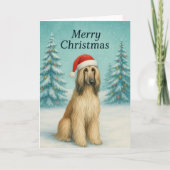 Afghan Hound Christmas Kaart - Vakantie Kaart (Voorkant)