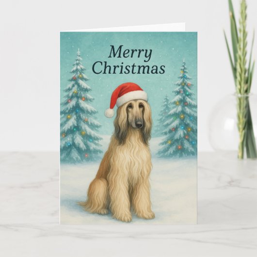 Afghan Hound Christmas Kaart - Vakantie Kaart (Voorkant)