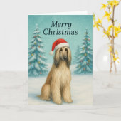 Afghan Hound Christmas Kaart - Vakantie Kaart (Gele Bloem)