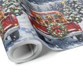 Afghan Hound Christmas Red Truck Holiday Cadeaupapier (Rol Hoek)