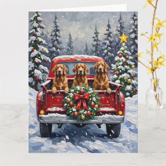 Afghan Hound Christmas Red Truck Holiday Kaart (Gele Bloem)
