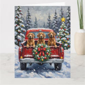 Afghan Hound Christmas Red Truck Holiday Kaart (Voorkant)