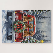 Afghan Hound Christmas Red Truck Holiday Legpuzzel (Horizontaal)