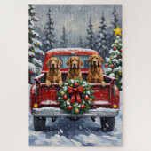 Afghan Hound Christmas Red Truck Holiday Legpuzzel (Verticaal)
