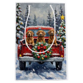 Afghan Hound Christmas Red Truck Holiday Medium Cadeauzakje (Voorkant)