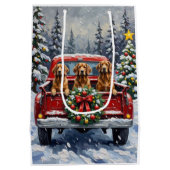 Afghan Hound Christmas Red Truck Holiday Medium Cadeauzakje (Achterkant)