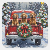 Afghan Hound Christmas Red Truck Holiday Vierkante Sticker (Voorkant)