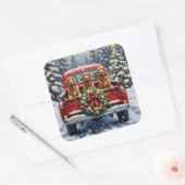 Afghan Hound Christmas Red Truck Holiday Vierkante Sticker (Envelop)