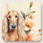 Afghan Hound Dog and Peach Lilies Bier Onderzetter (Voorkant)