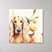 Afghan Hound Dog and Peach Lilies Canvas Afdruk (Voorkant)