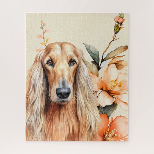 Afghan Hound Dog and Peach Lilies Legpuzzel (Verticaal)