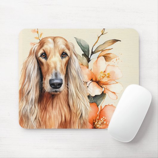 Afghan Hound Dog and Peach Lilies Muismat (Met muis)