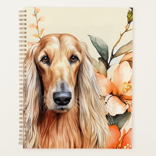 Afghan Hound Dog and Peach Lilies Planner (Voorkant)