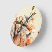 Afghan Hound Dog and Peach Lilies Ronde Klok (Hoek)