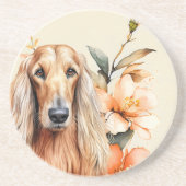 Afghan Hound Dog and Peach Lilies Zandsteen Onderzetter (Voorkant)