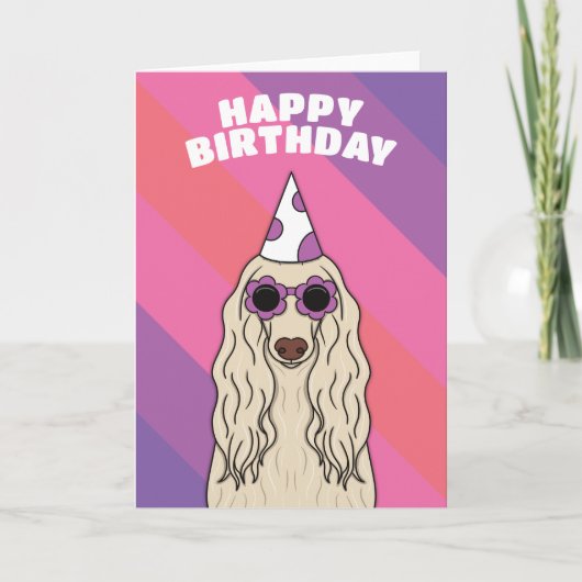Afghan Hound Dog Birthday Kaart (Voorkant)