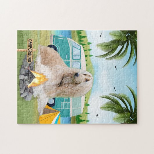 Afghan Hound Dog Camping Legpuzzel (Horizontaal)