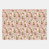 Afghan Hound Dog Cute Pink Floral Inpakpapier Vel (Voorkant)