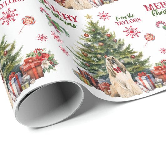 Afghan Hound Dog Holiday Tree Cadeaupapier (Rol Hoek)