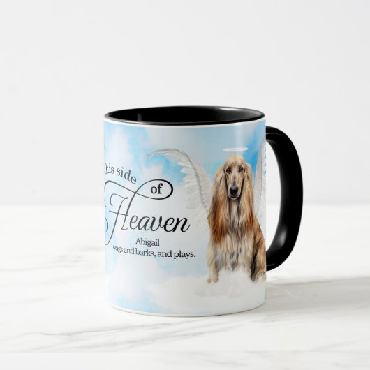 Afghan Hound Dog in Heaven Personalized Memorial Mok (Voorkant rechts)