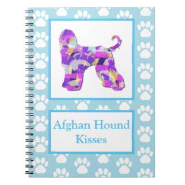 Afghan Hound Dog Kisses Silhouet Blauw PPY&B Notitieboek