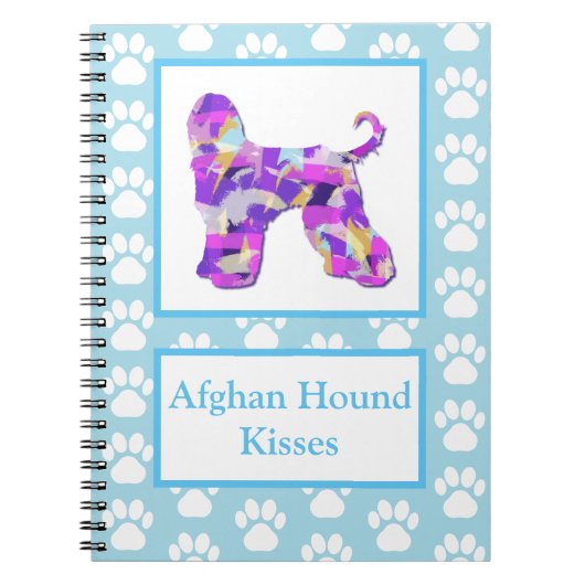 Afghan Hound Dog Kisses Silhouet Blauw PPY&B Notitieboek (Voorkant)