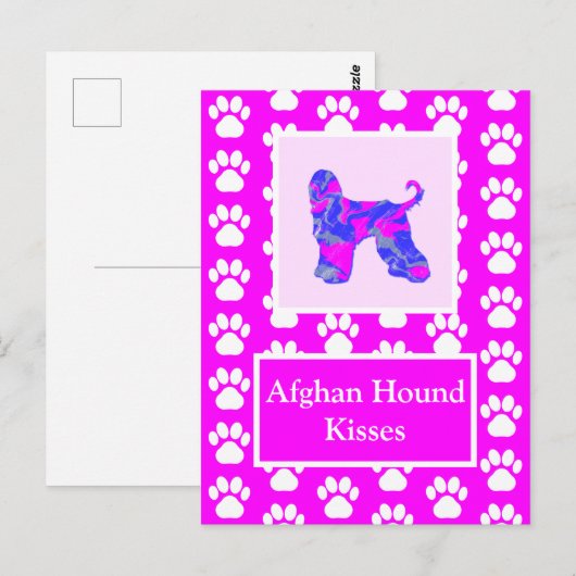 Afghan Hound Dog Kisses Silhouet Schattige P&B Briefkaart (Voorkant / Achterkant)