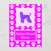 Afghan Hound Dog Kisses Silhouet Schattige P&B Briefkaart (Voorkant)