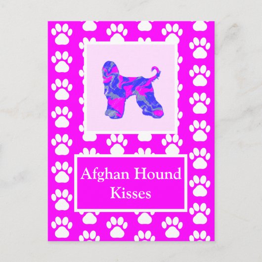 Afghan Hound Dog Kisses Silhouet Schattige P&B Briefkaart (Voorkant)