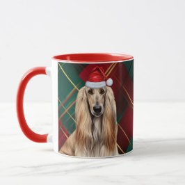 Afghan Hound Dog Lover Holiday Plaid Christmas Mok