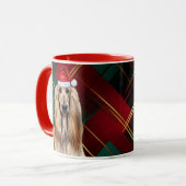 Afghan Hound Dog Lover Holiday Plaid Christmas Mok (Voorkant links)