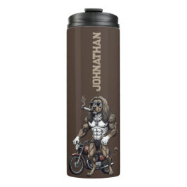 Afghan Hound Dog, muscular, tattooed, bodybuilder  Thermosbeker