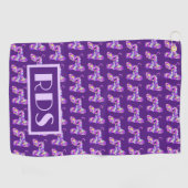 Afghan Hound Dog Paarse Silhouet Monogram Golfhanddoek (Horizontaal)