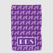 Afghan Hound Dog Paarse Silhouet Monogram Golfhanddoek (Voorkant)