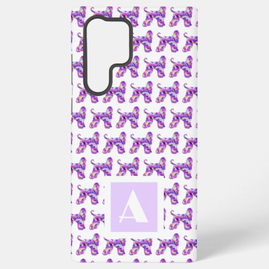 Afghan Hound Dog Paarse Silhouet Monogram Samsung Galaxy Hoesje (Achterkant)