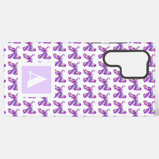 Afghan Hound Dog Paarse Silhouet Monogram Samsung Galaxy Hoesje (Achterkant horizontaal)