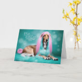 Afghan Hound Dog reBARKable Gefeliciteerd Kaart (Gele Bloem)