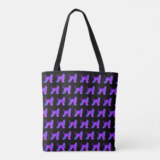 Afghan Hound Dog Roze Blauw Silhouet Monogram Tote Bag (Achterkant)
