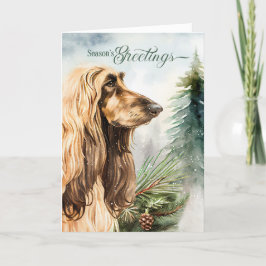 Afghan Hound Dog Season's Groeten Woodland Feestdagen Kaart