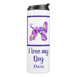 Afghan Hound Dog Silhouet Paarse Roze Y&B Thermosbeker