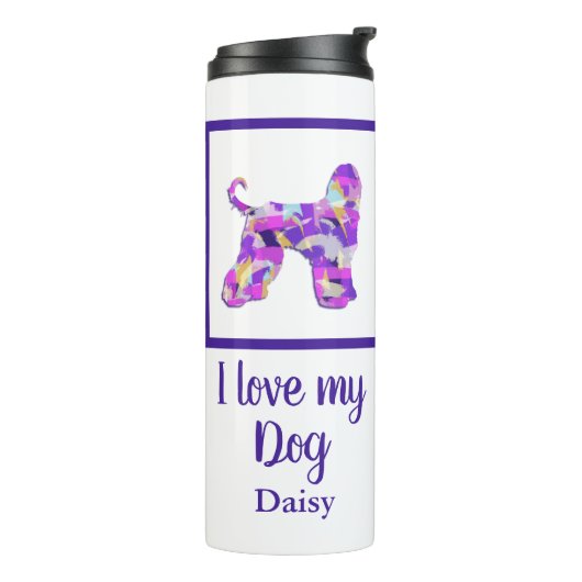 Afghan Hound Dog Silhouet Paarse Roze Y&B Thermosbeker (Gedraaid links)